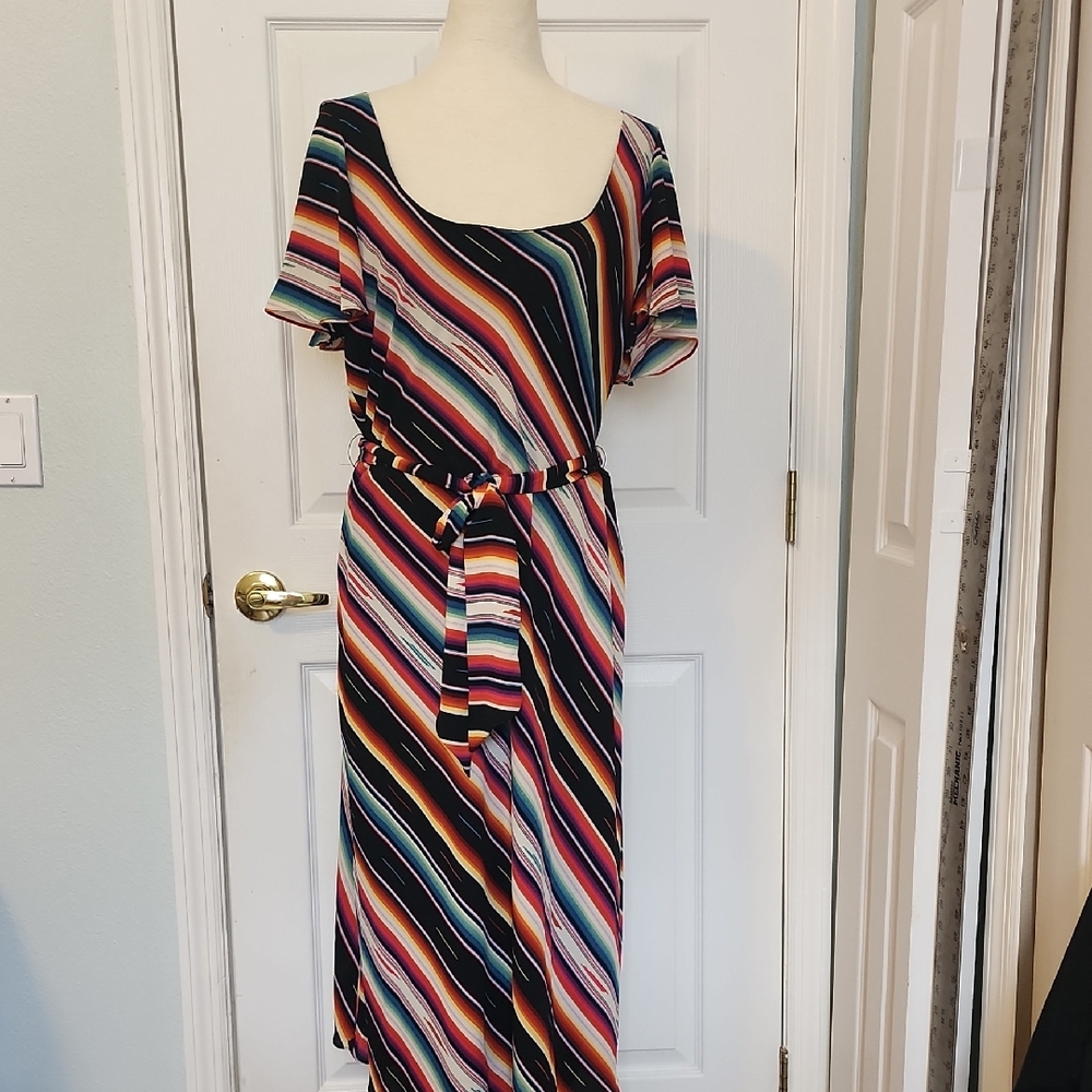 Colorful Striped Midi Dress